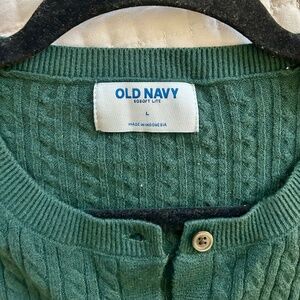 Old Navy - SoSoft Cable Crop Cardigan Sweater - Dark Green - Size Large